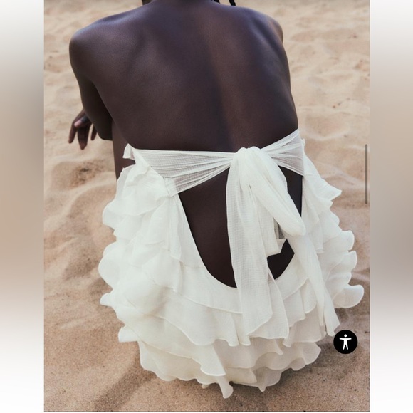 Zara RUFFLED HALTER NECK DRESS Size XS NWT - Picture 4 of 11